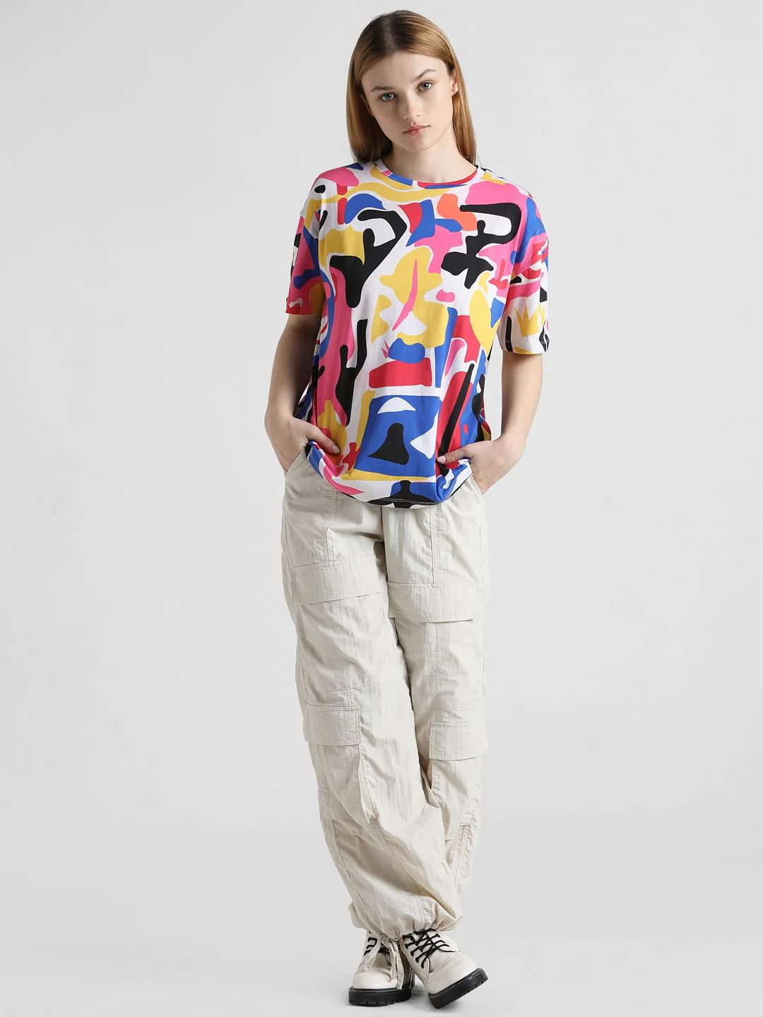 Multi-Colour Abstract Print Oversized T-Shirt - Image 3