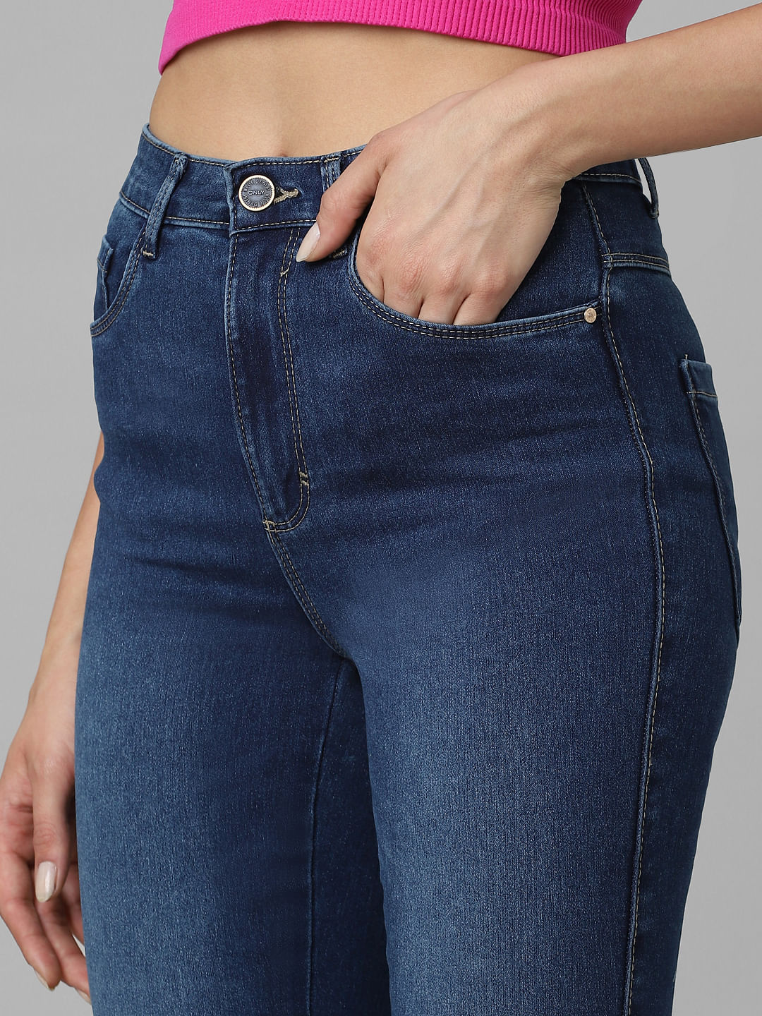 Dark Blue High Rise Skinny Fit Jeans - Image 3