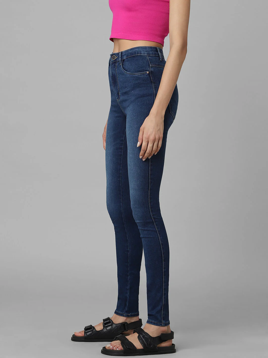 Dark Blue High Rise Skinny Fit Jeans - Image 4