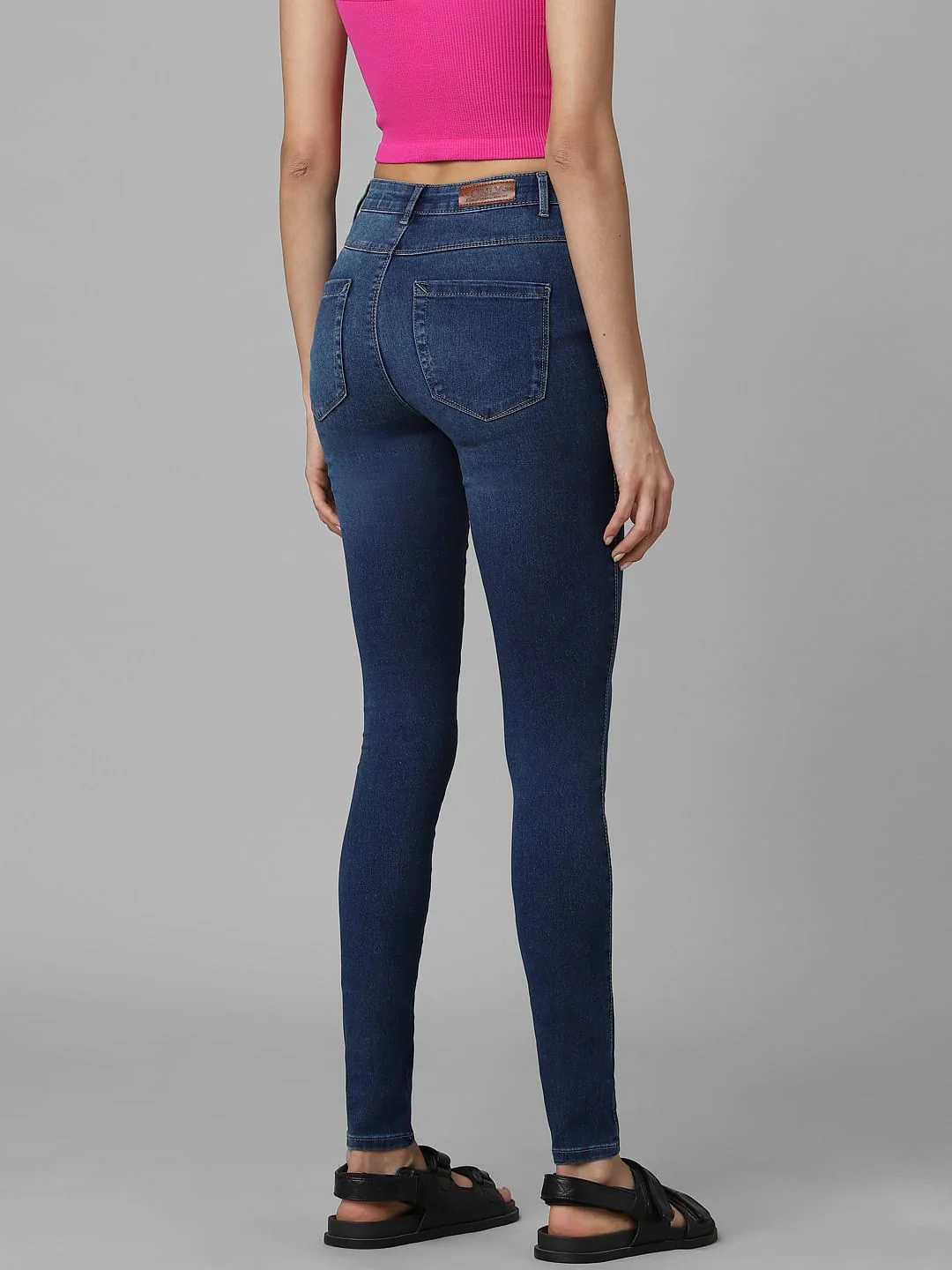 Dark Blue High Rise Skinny Fit Jeans - Image 5