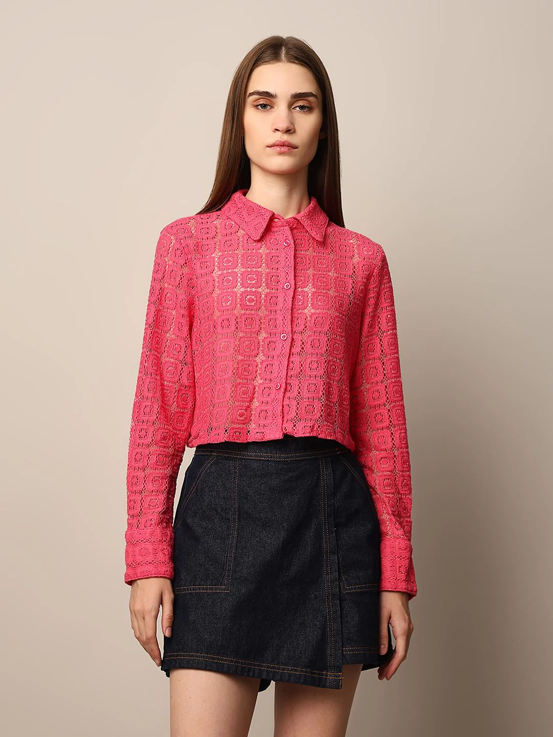 Pink Crochet Shirt - Image 3