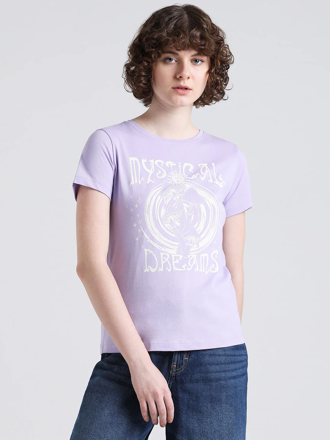 Purple Cotton Printed T-Shirt - Image 3