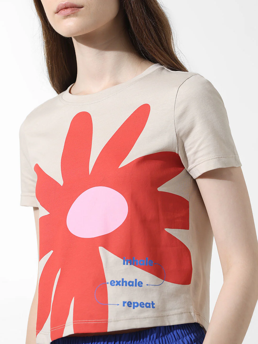 Beige Floral Print T-Shirt - Image 4