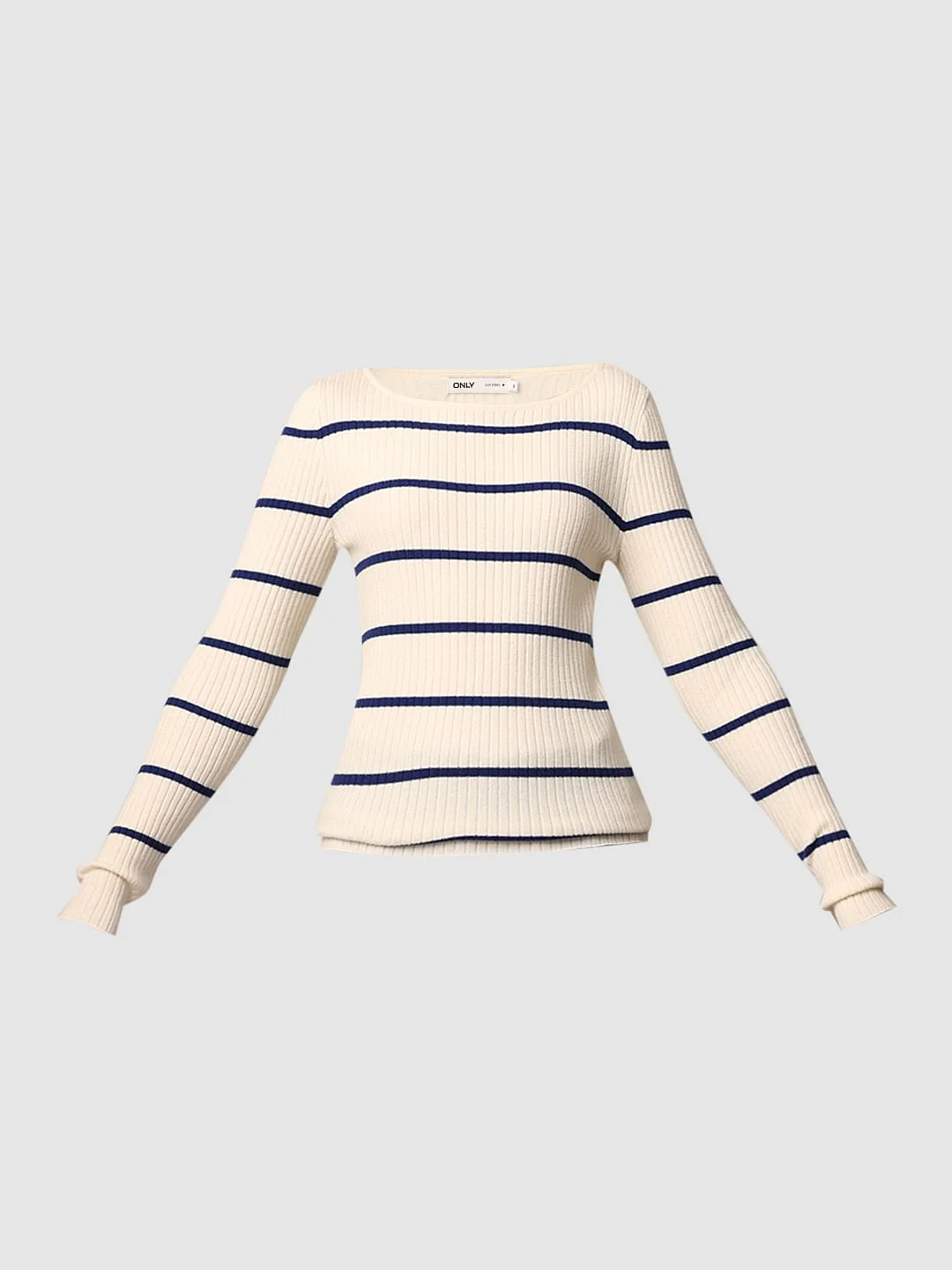 Cream Ribbed Boatneck Pullover - Image 7
