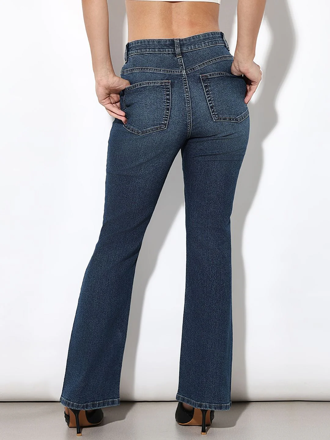 Blue High Rise Bootcut Jeans - Image 5