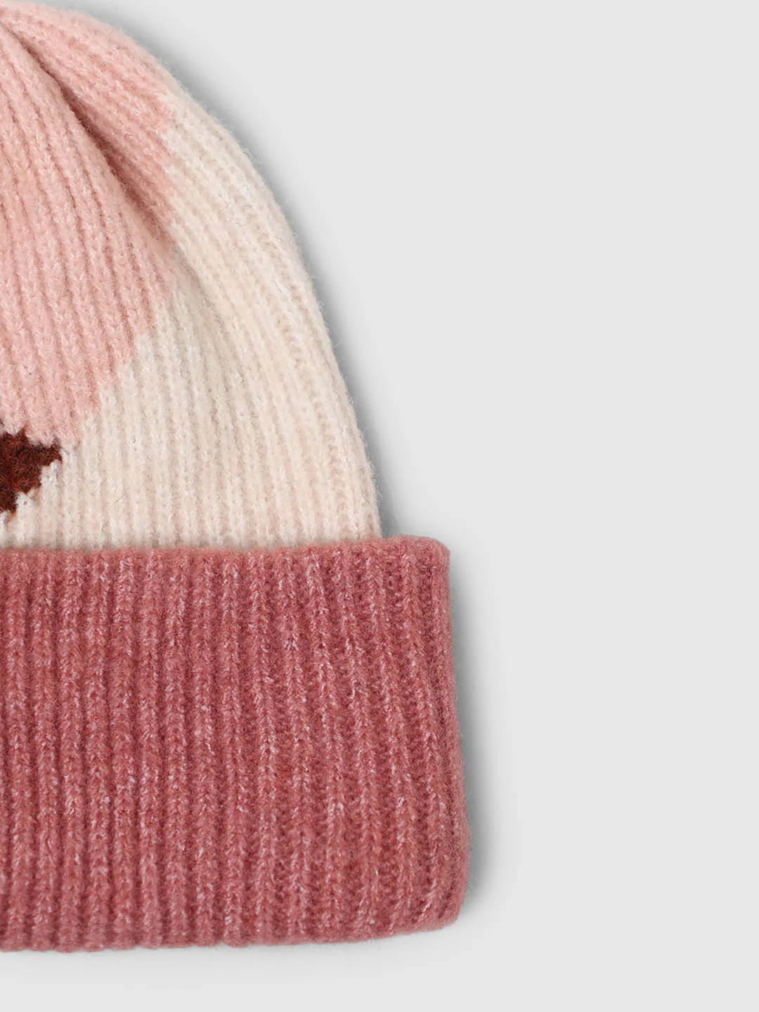 Pink Colourblocked Knitted Beanie - Image 4