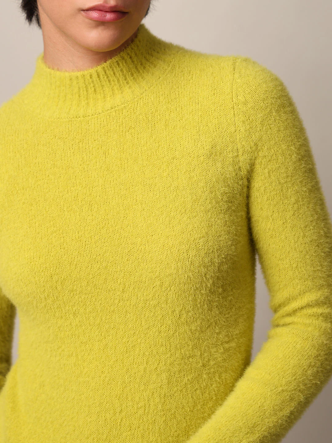 Yellow Fuzzy High Neck Pullover - Image 4