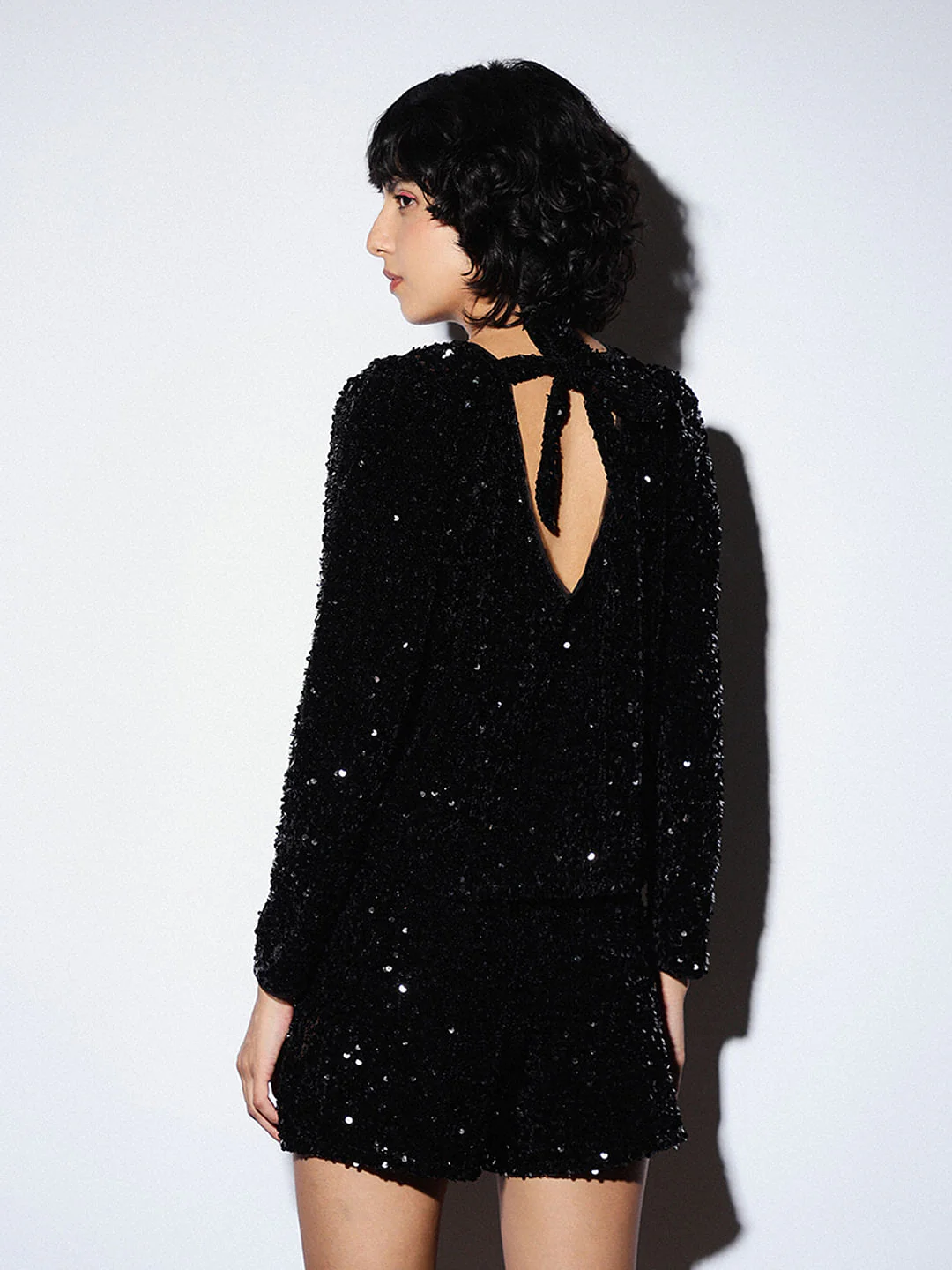 Black Sequined Co-Ord Set Top - Image 6