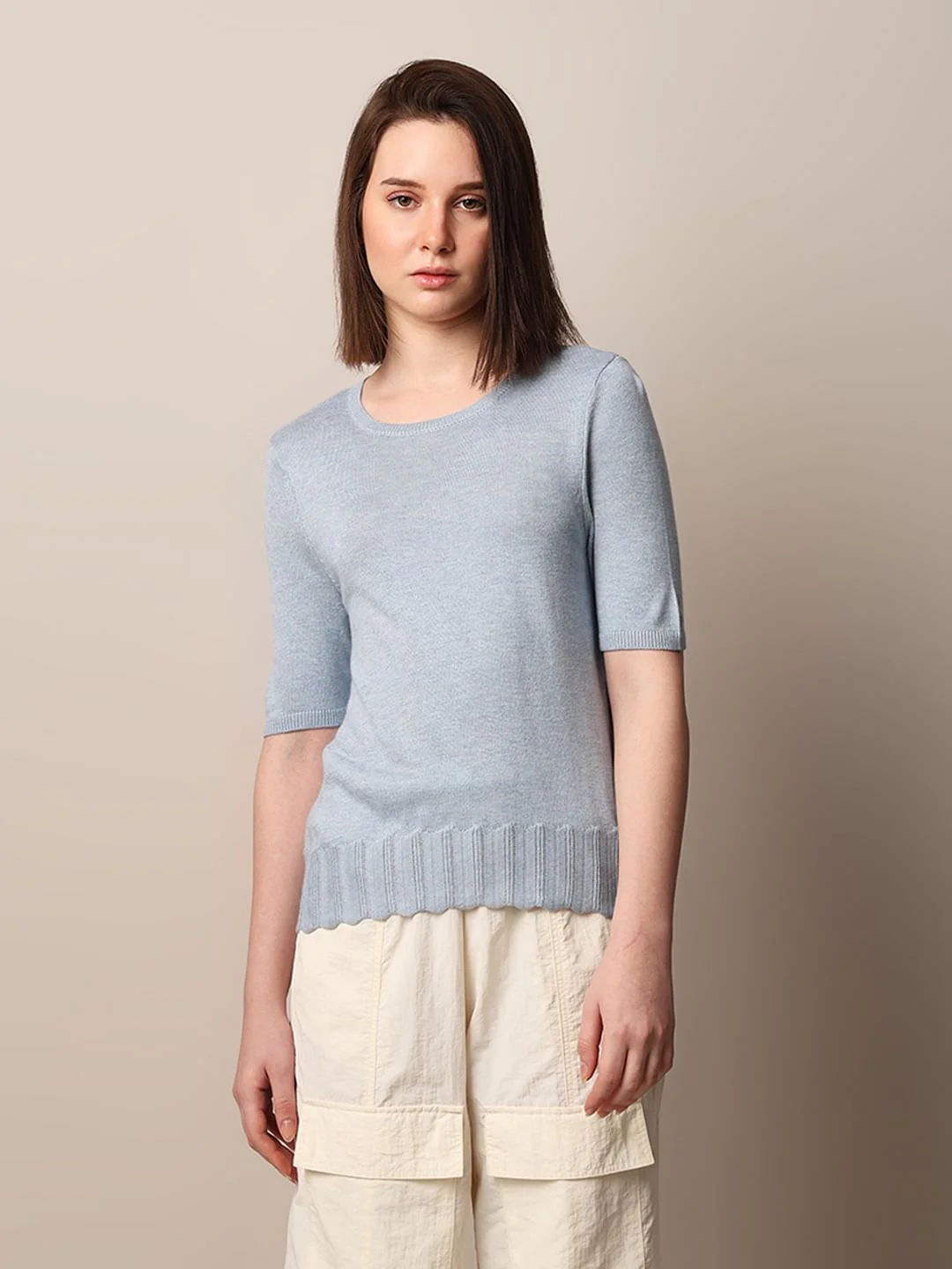 Cashmere Blue O-Neck Pullover - Image 3