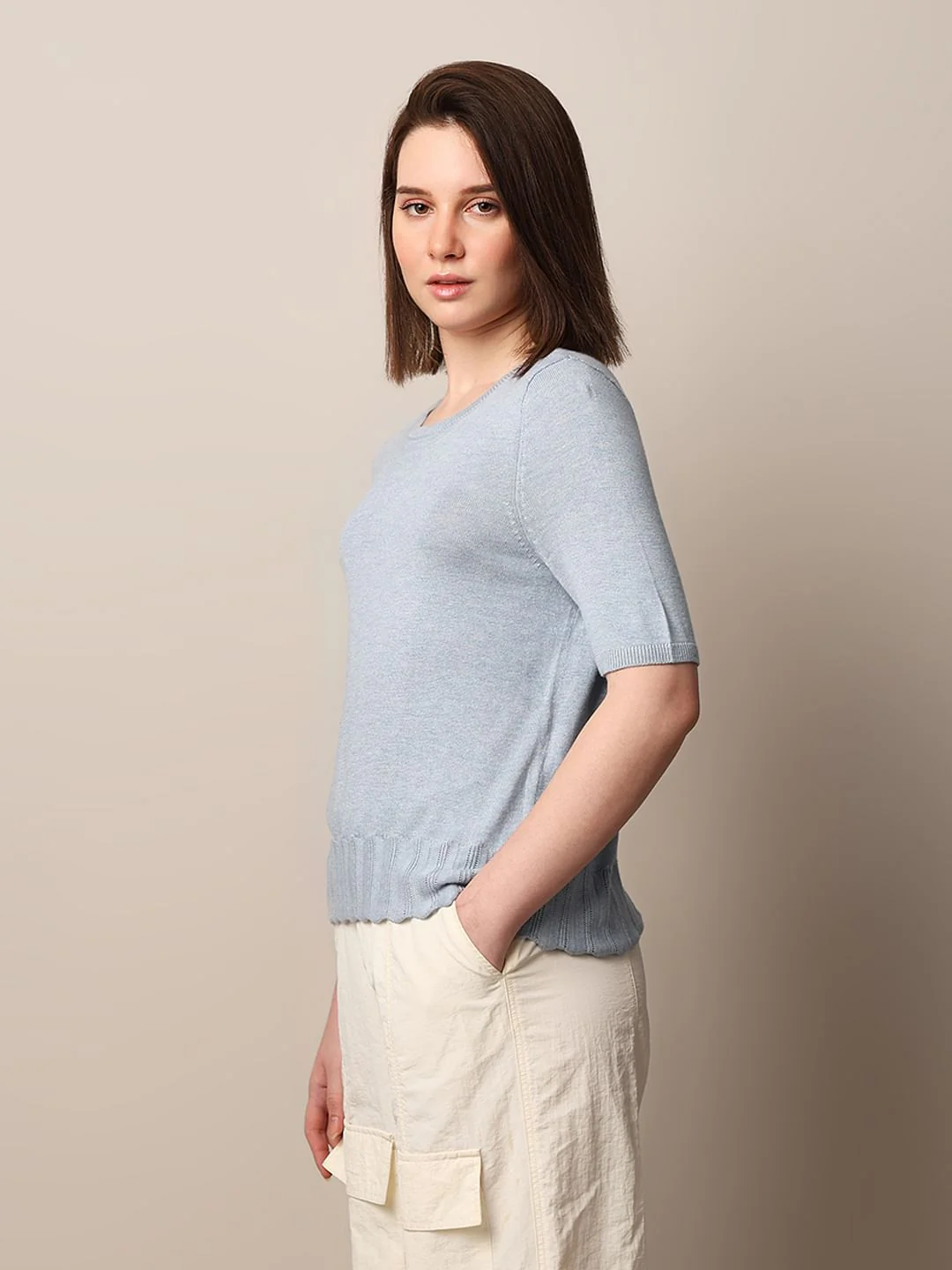 Cashmere Blue O-Neck Pullover - Image 5