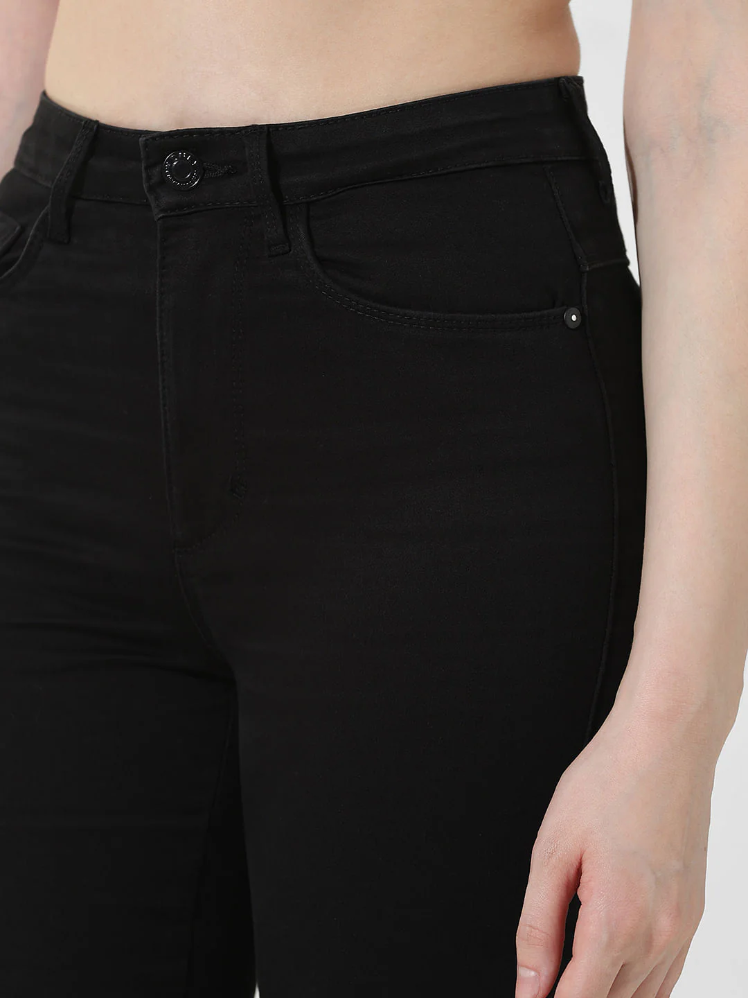 Black High Rise Flared Jeans - Image 3