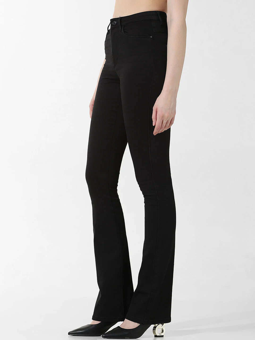 Black High Rise Flared Jeans - Image 4