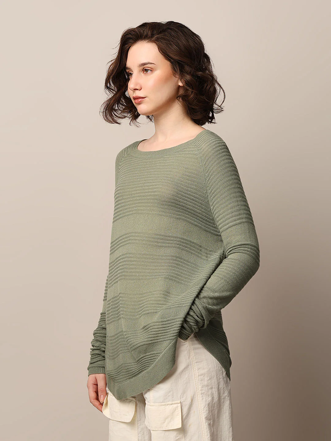 Green Structured Knit Pullover - Image 5