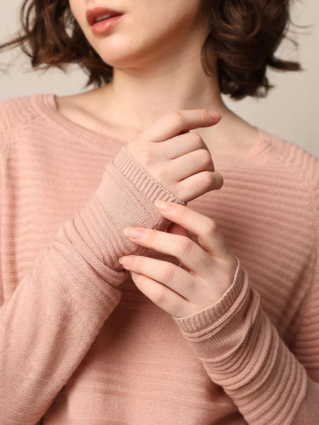 Pink Structured Knit Pullover - Image 4