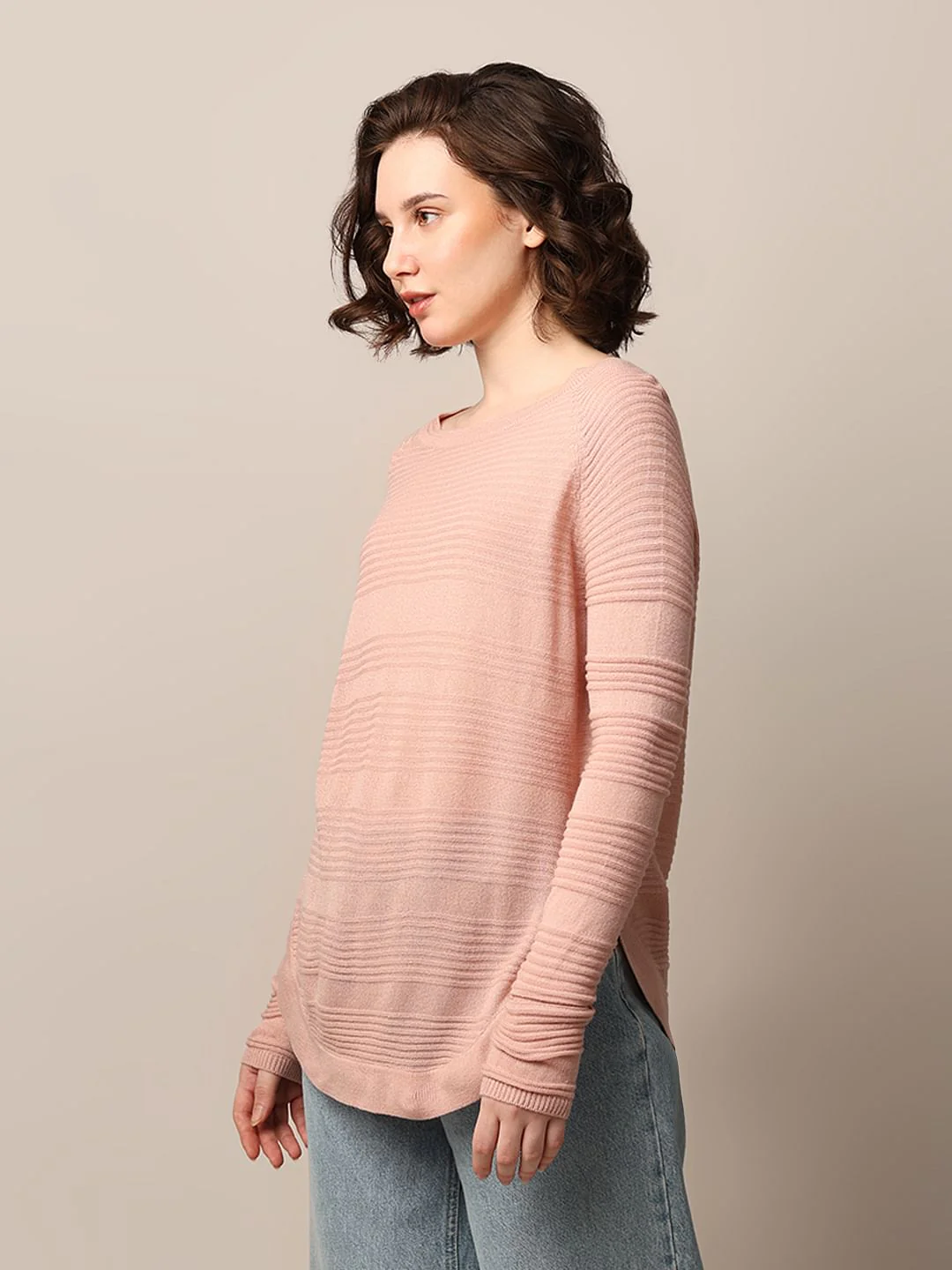 Pink Structured Knit Pullover - Image 5