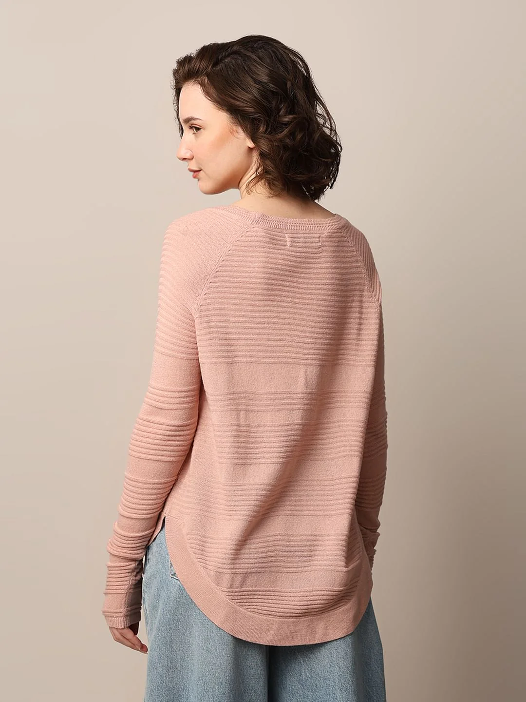 Pink Structured Knit Pullover - Image 6