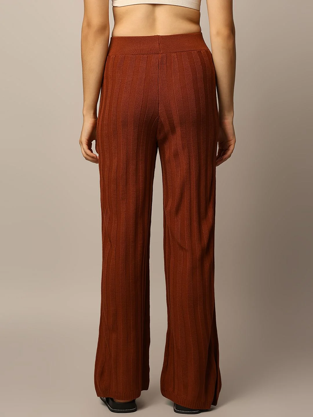Brown Rib-Knit Co-Ord Set Pants - Image 5