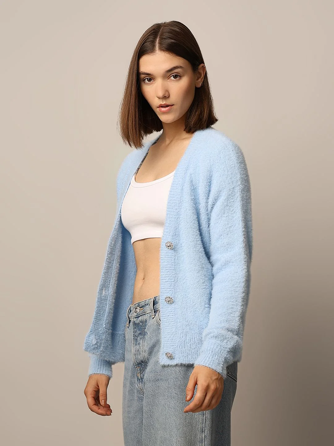 Blue Fuzzy Cardigan - Image 5