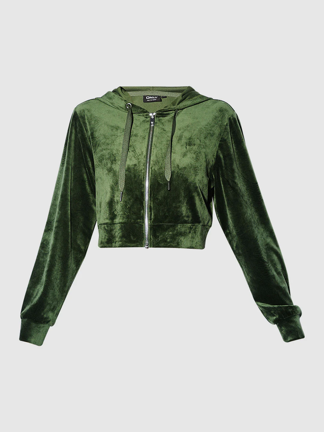 Green Cropped Velour Co-Ord Set Sweatshirt - Image 7