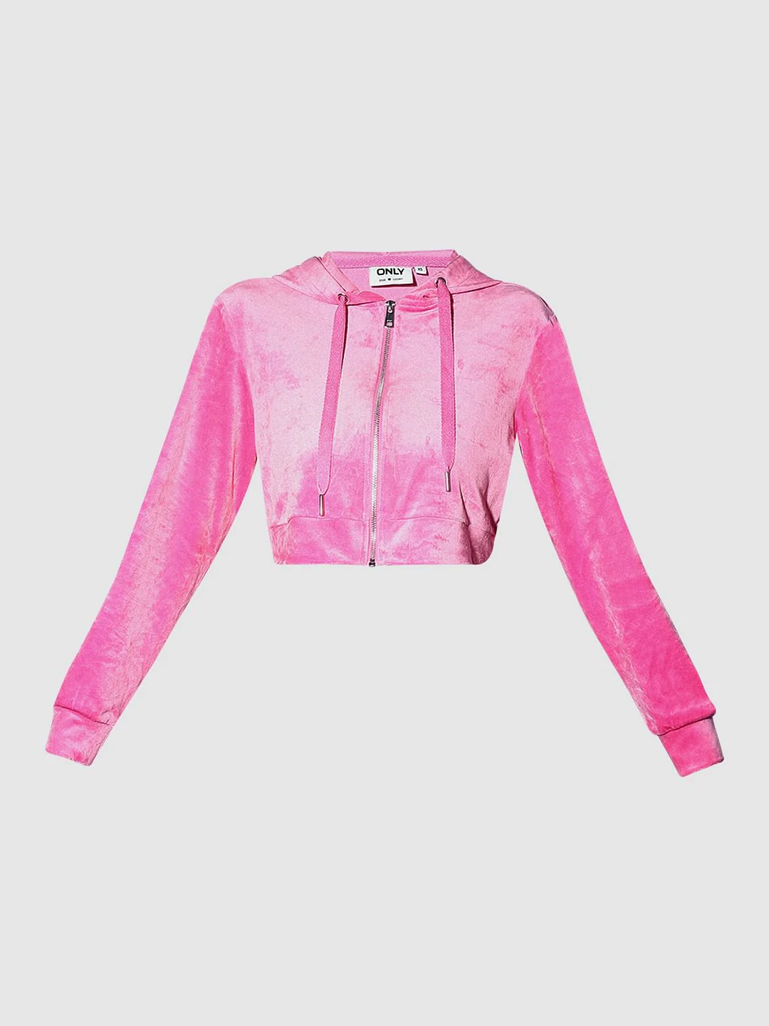 Pink Cropped Co-Ord Set Velour Hoodie - Image 7
