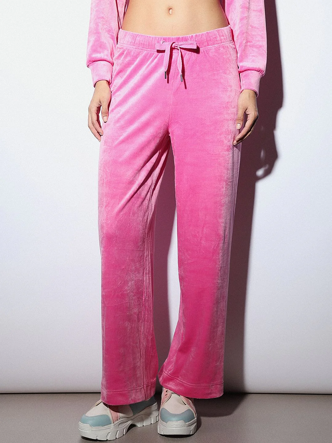 Pink Co-Ord Set Velour Sweatpants - Image 2