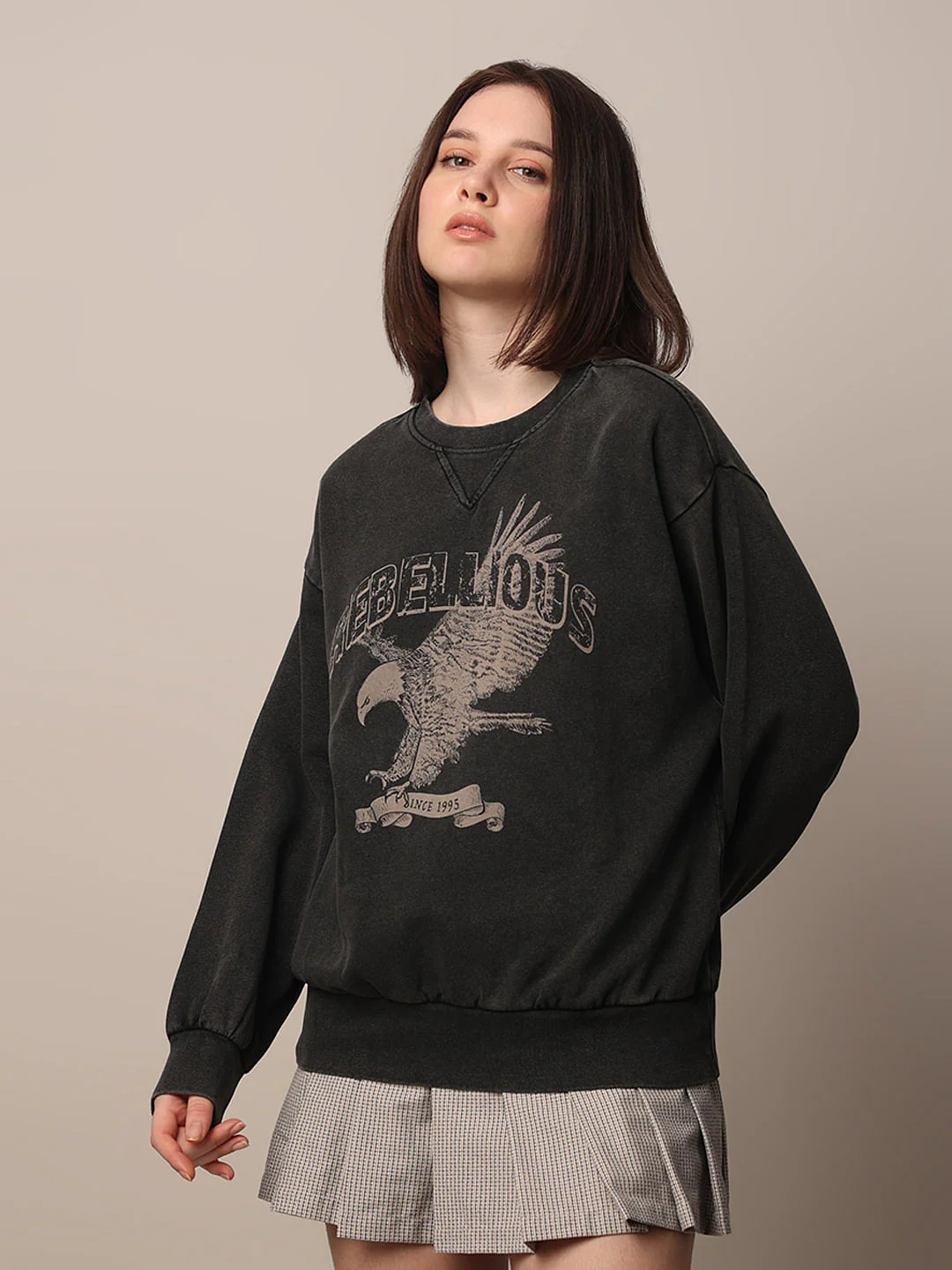 Black Vintage Washed Oversized Sweatshirt - Image 3