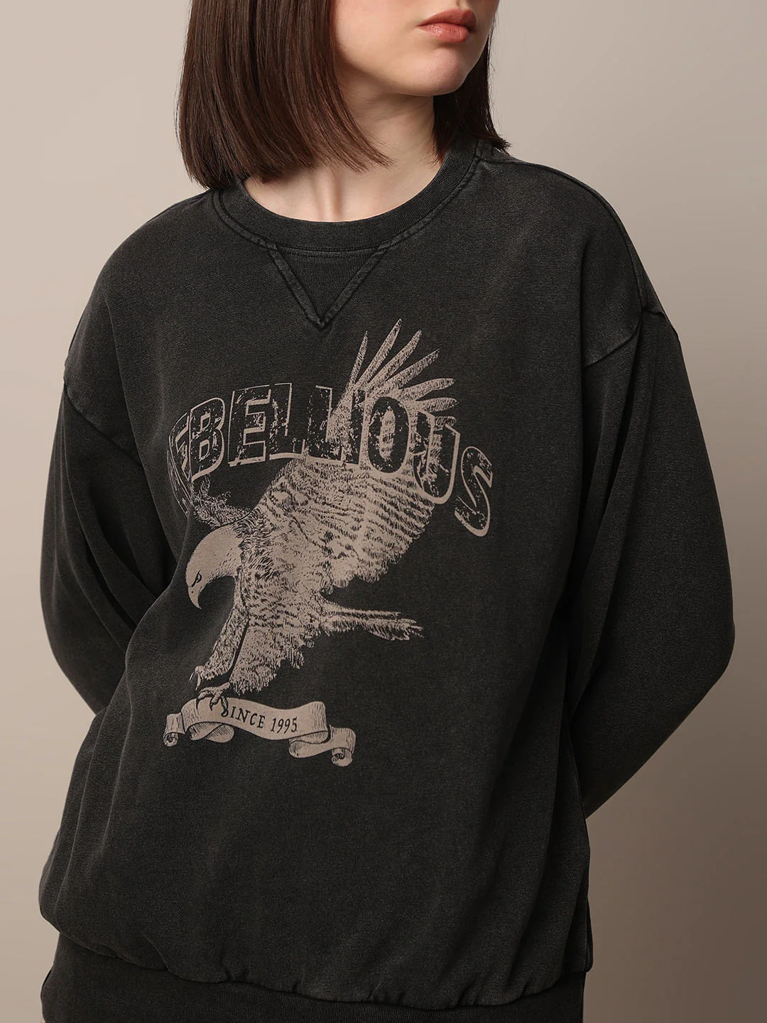 Black Vintage Washed Oversized Sweatshirt - Image 4