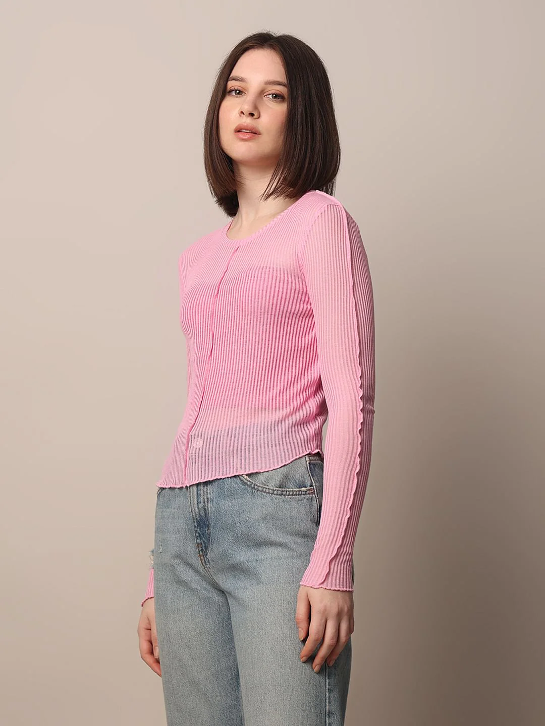 Pink Rib-Knit Top - Image 6