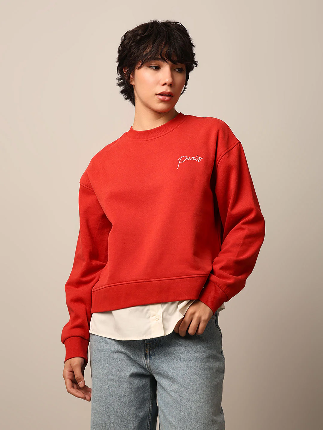 Red Loose Fit Sweatshirt - Image 3