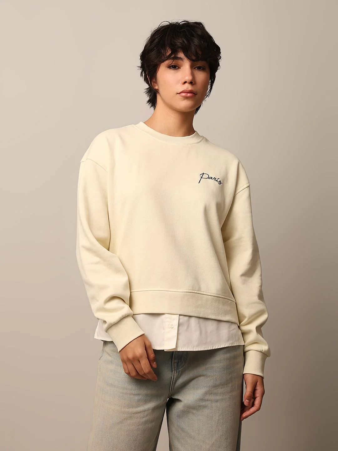 Beige Loose Fit Sweatshirt - Image 3