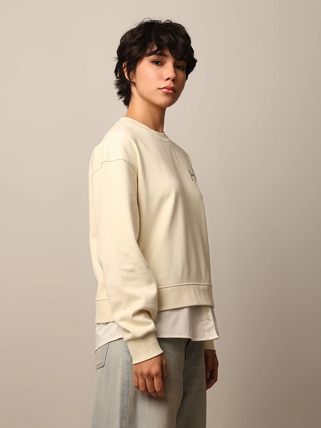 Beige Loose Fit Sweatshirt - Image 5