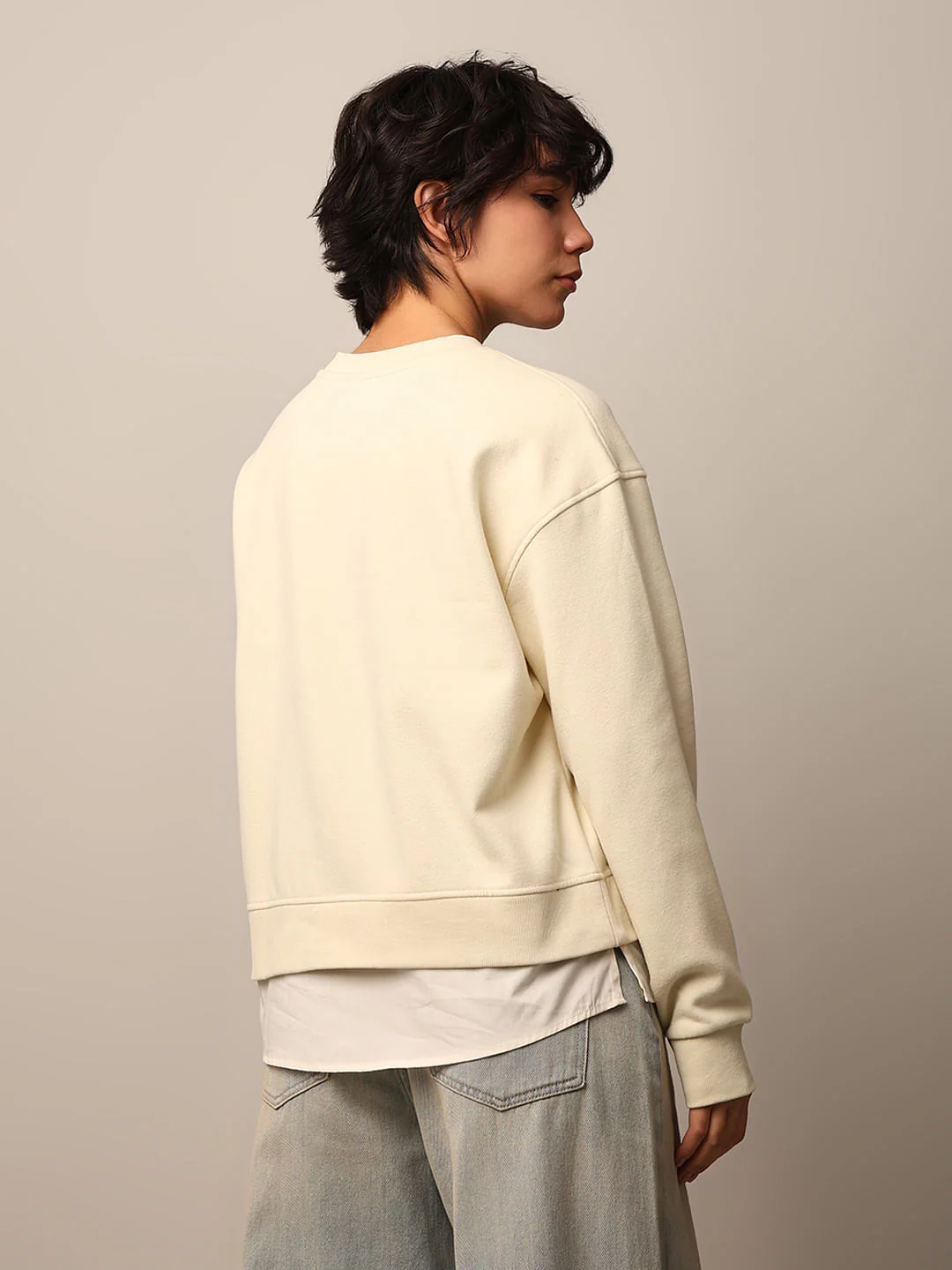 Beige Loose Fit Sweatshirt - Image 6