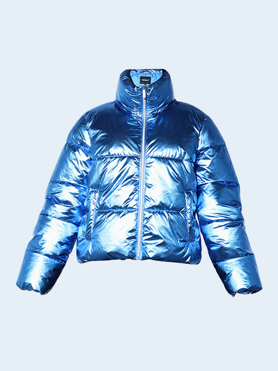 Blue Shimmer High Neck Puffer Jacket - Image 7