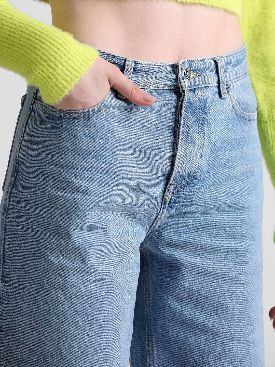 Blue Mid Rise Loose Fit Jeans - Image 3