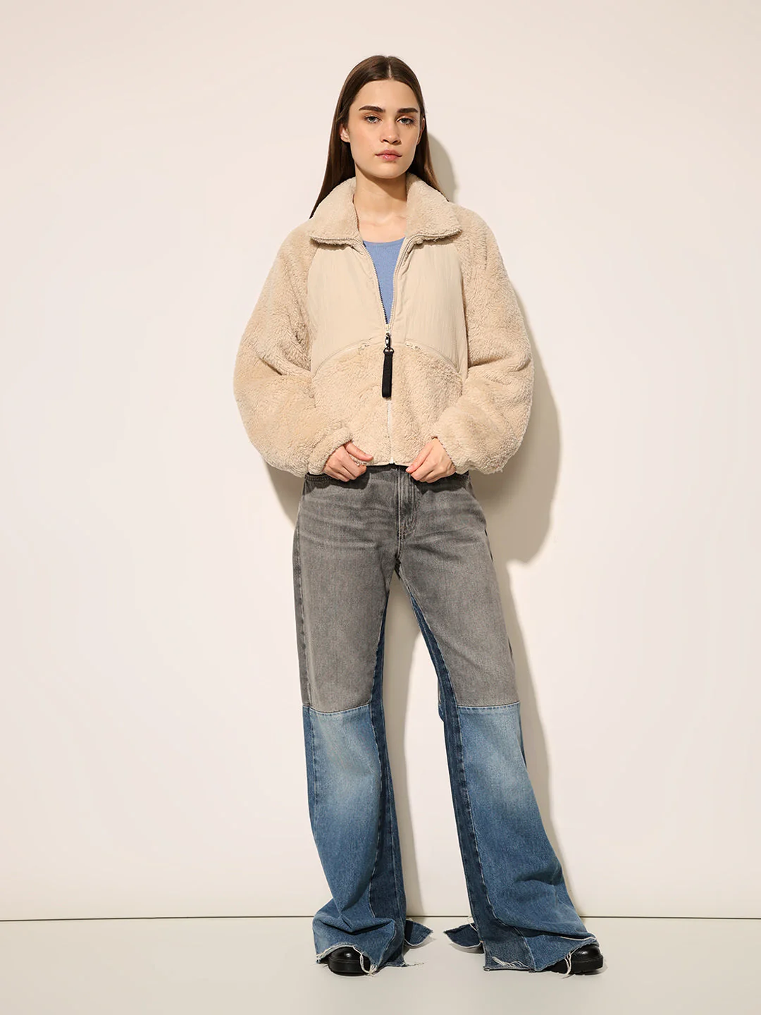 Beige Zip Up Teddy Jacket - Image 2