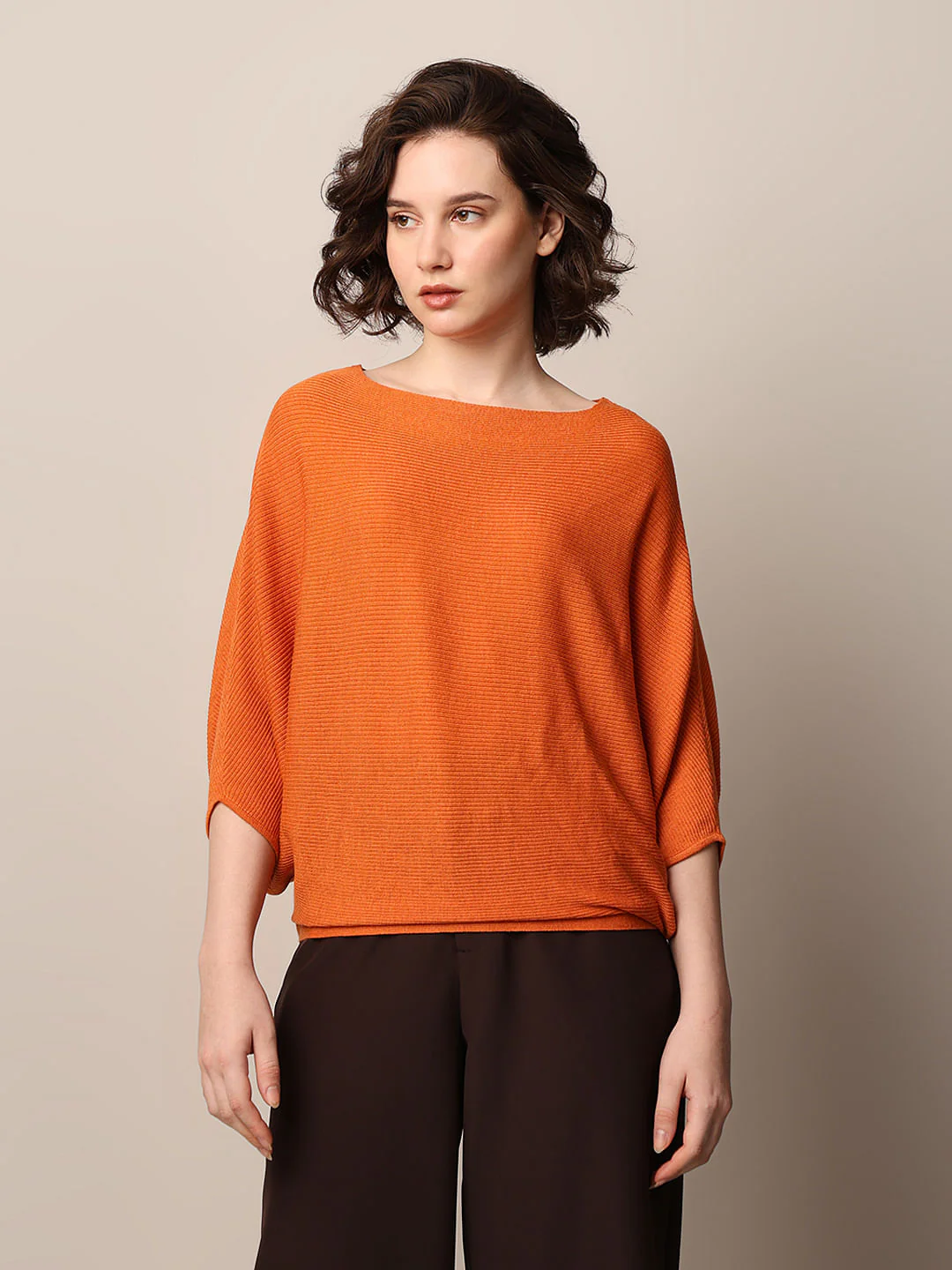 Orange Batwing Sleeves Pullover - Image 3