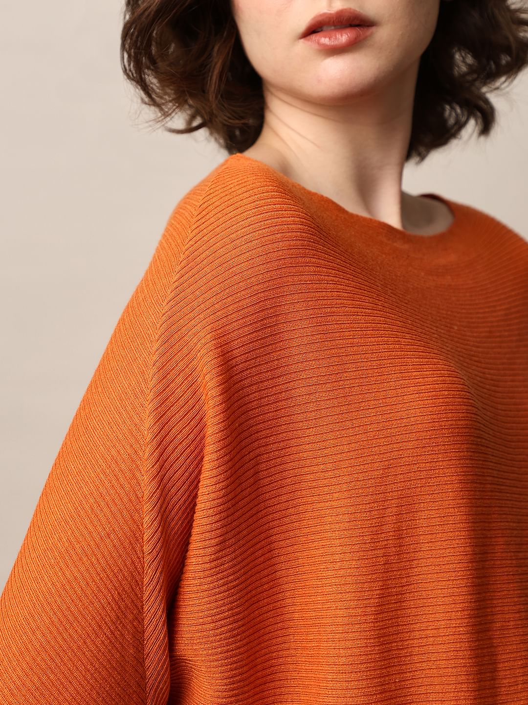 Orange Batwing Sleeves Pullover - Image 4