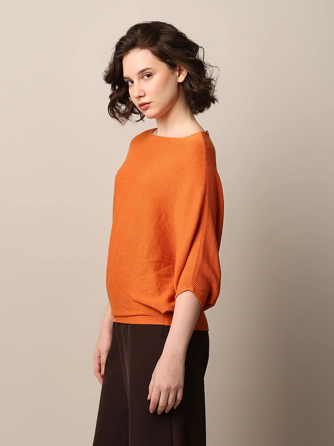 Orange Batwing Sleeves Pullover - Image 5