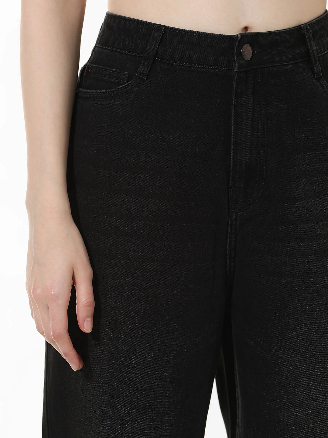 Black High Rise Wide Leg Jeans - Image 3