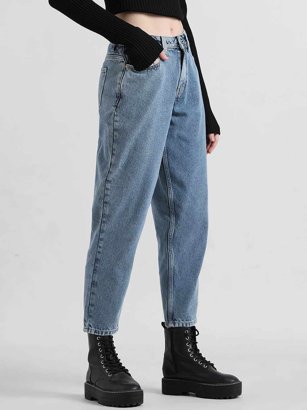 Blue High Rise Boyfriend Jeans - Image 5
