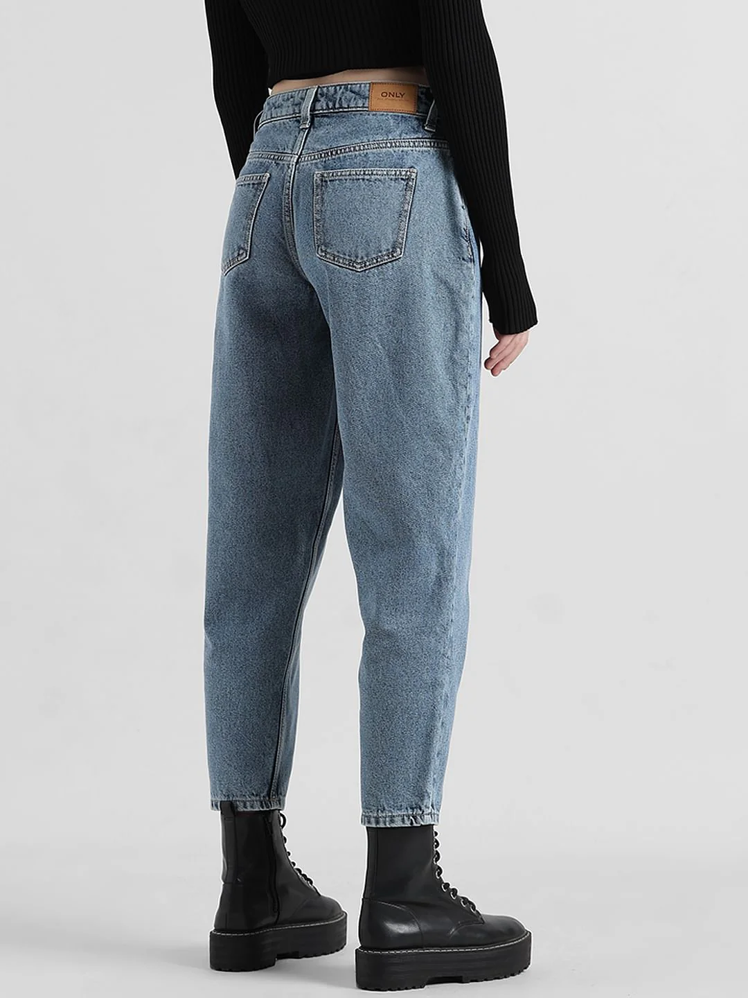 Blue High Rise Boyfriend Jeans - Image 6