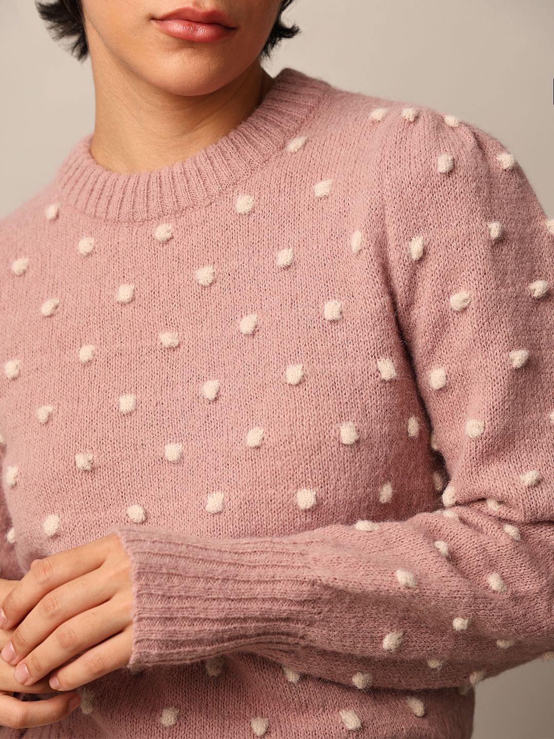 Pink Jacquard Knit Pullover - Image 4