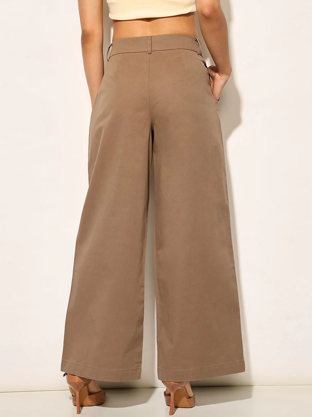 Brown High Ties Wide Leg Pants - Image 5