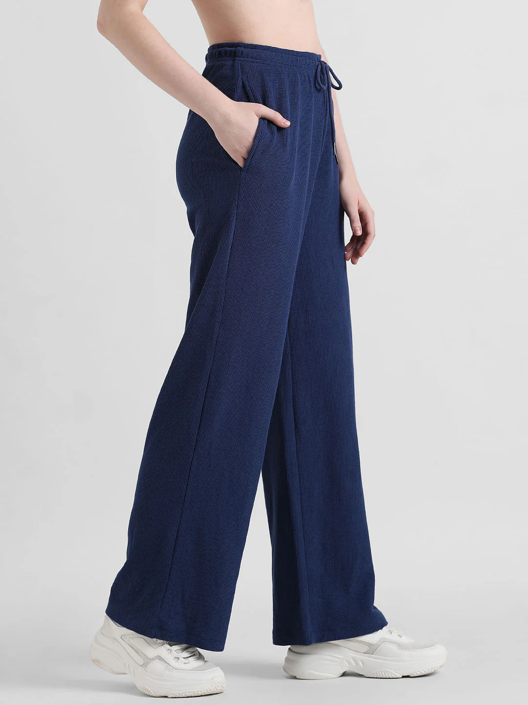 Blue High Rise Wide Leg Co-Ord Pants - Image 4