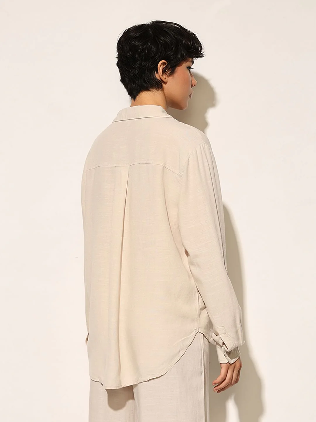 Beige Linen Blend Oversized Shirt - Image 6