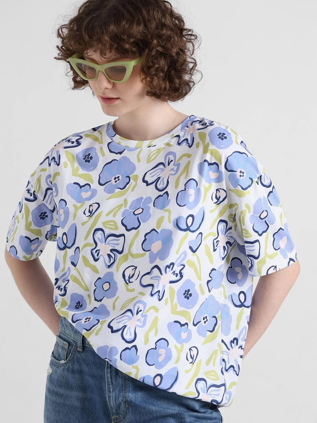 White Floral Oversized T-shirt