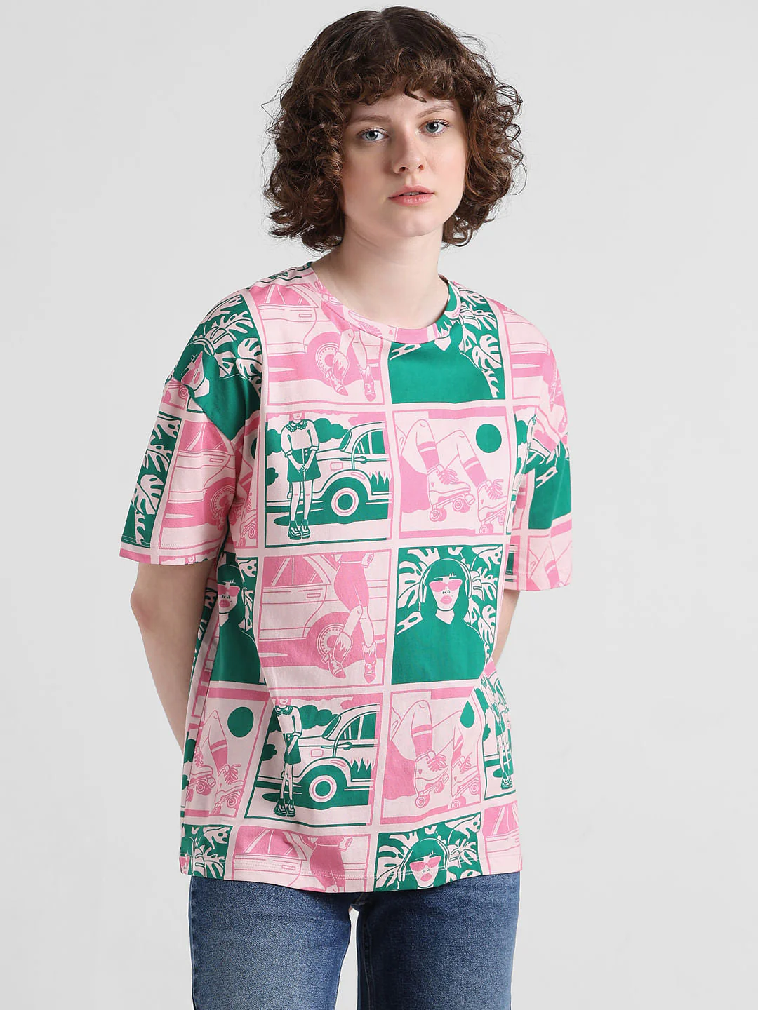 Pink Printed Cotton T-shirt - Image 3