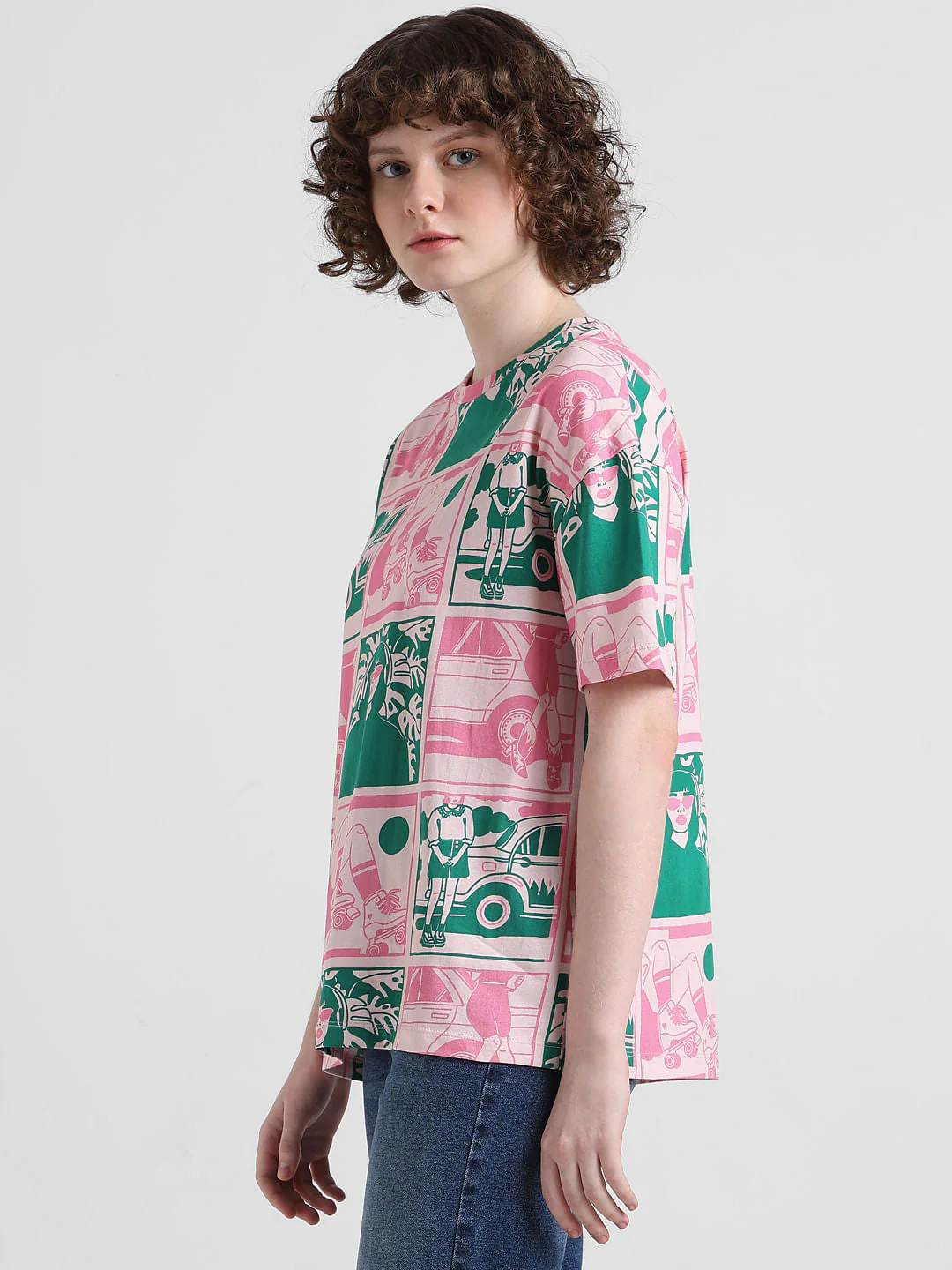 Pink Printed Cotton T-shirt - Image 5