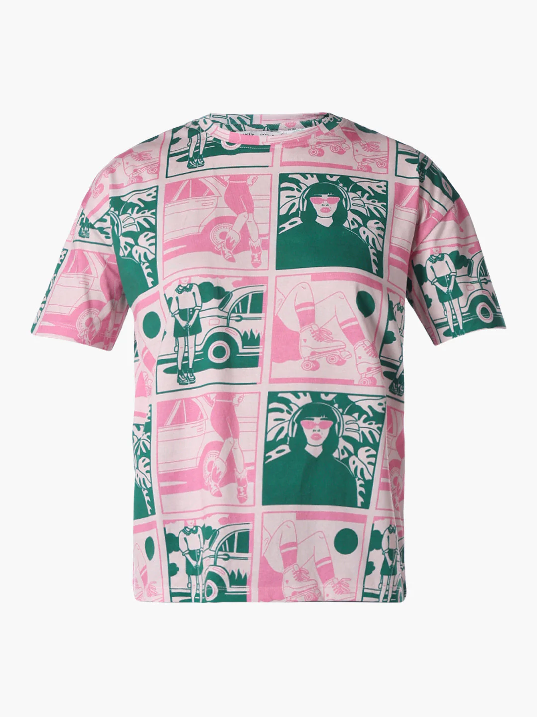 Pink Printed Cotton T-shirt - Image 7