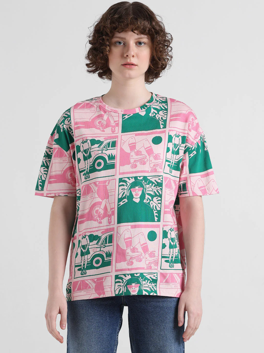 Pink Printed Cotton T-shirt - Image 8